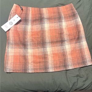 Chic Plaid Mini Skirt in Orange and Brown
